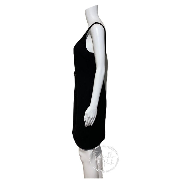 Versace Black Stretch Wool Crepe Sleeveless Dress