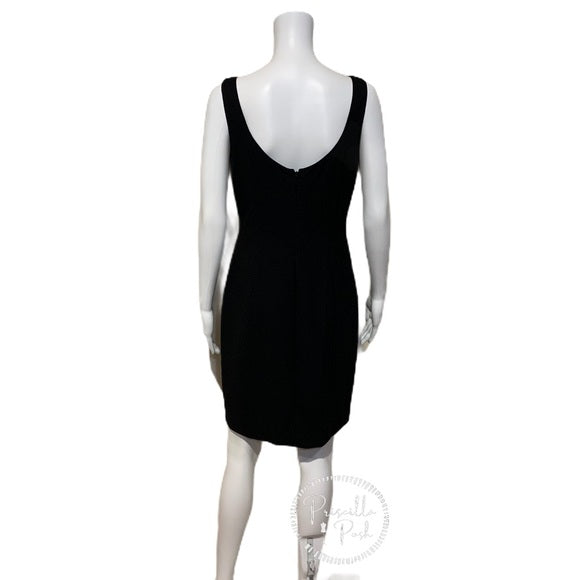 Versace Black Stretch Wool Crepe Sleeveless Dress