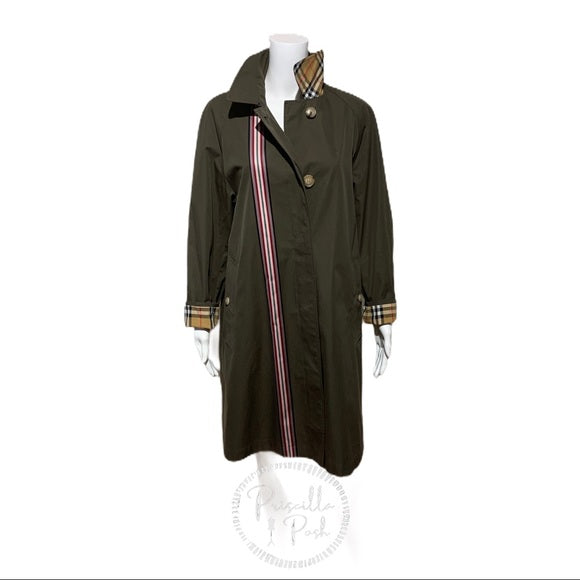 NWT BURBERRY Collegiate Stripe Gabardine Coat