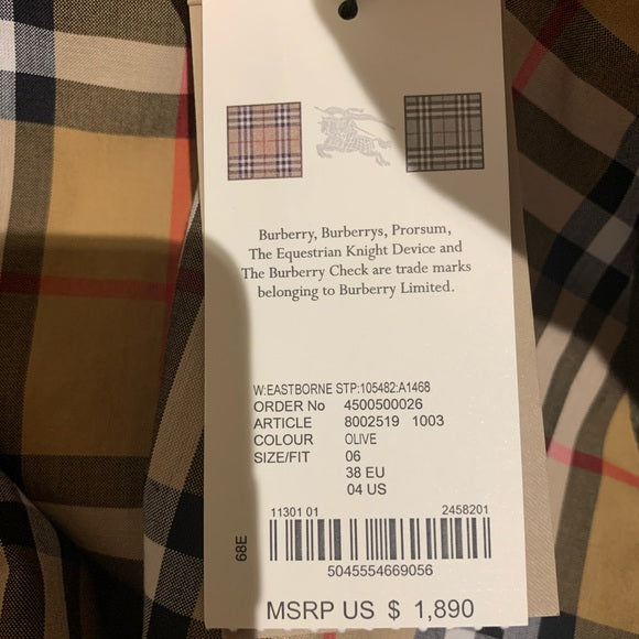 NWT BURBERRY Collegiate Stripe Gabardine Coat