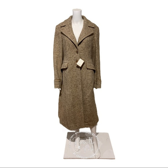 NWT COACH Wool Single Breasted Long Peacoat Brown