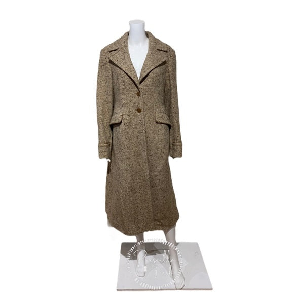 NWT COACH Wool Single Breasted Long Peacoat Brown