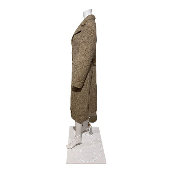 NWT COACH Wool Single Breasted Long Peacoat Brown