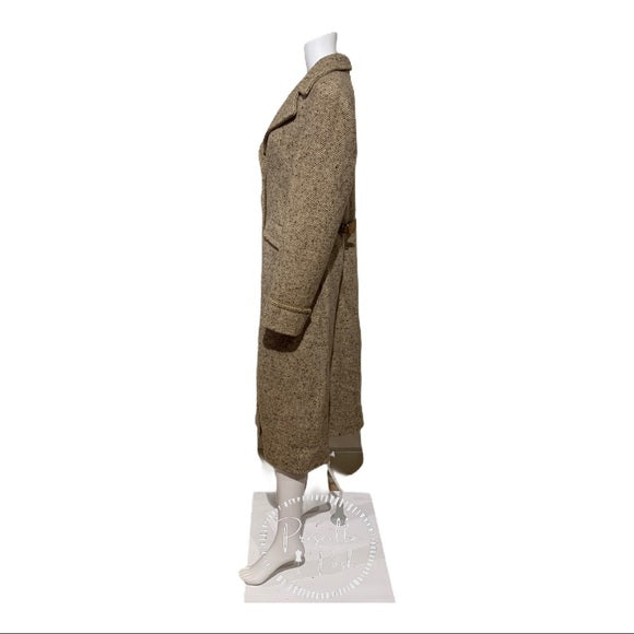 NWT COACH Wool Single Breasted Long Peacoat Brown