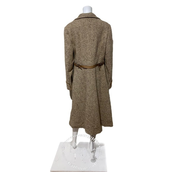 NWT COACH Wool Single Breasted Long Peacoat Brown