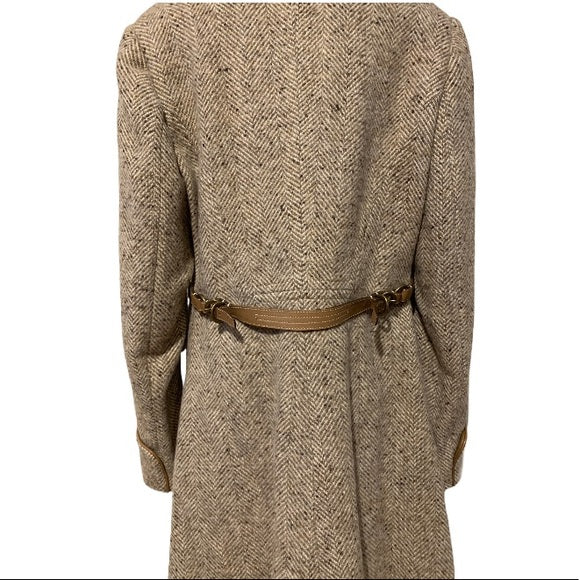 NWT COACH Wool Single Breasted Long Peacoat Brown