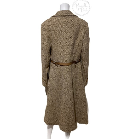 NWT COACH Wool Single Breasted Long Peacoat Brown