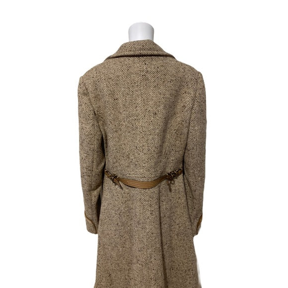 NWT COACH Wool Single Breasted Long Peacoat Brown