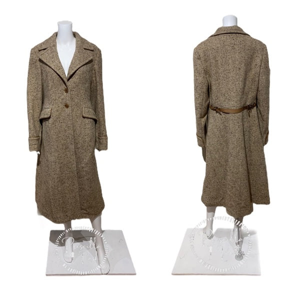 NWT COACH Wool Single Breasted Long Peacoat Brown