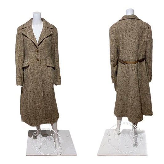 NWT COACH Wool Single Breasted Long Peacoat Brown