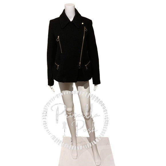 Chloé Washed Wool Melton Moto Jacket Black Jacket