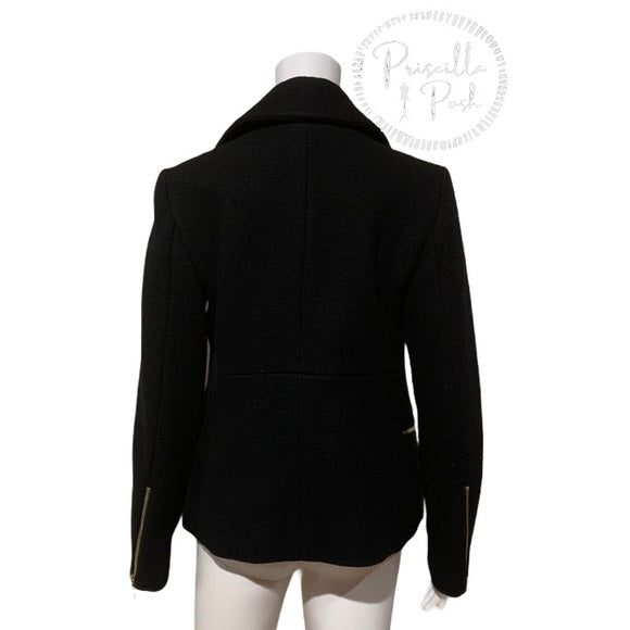 Chloé Washed Wool Melton Moto Jacket Black Jacket