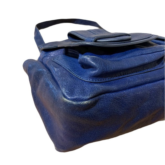 CHLOE Leather Saskia Zip Top Tote Navy MSRP $1,680
