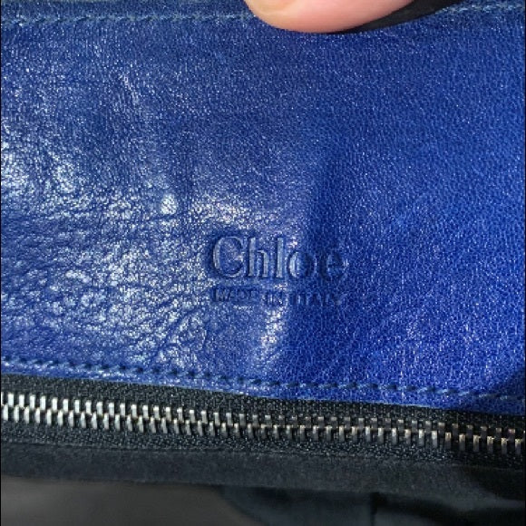 CHLOE Leather Saskia Zip Top Tote Navy MSRP $1,680