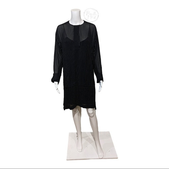 Alexander Wang Black Pinstripe Sheer Shirt Dress