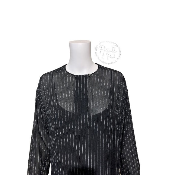 Alexander Wang Black Pinstripe Sheer Shirt Dress