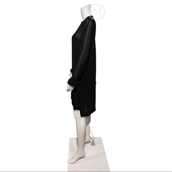 Alexander Wang Black Pinstripe Sheer Shirt Dress