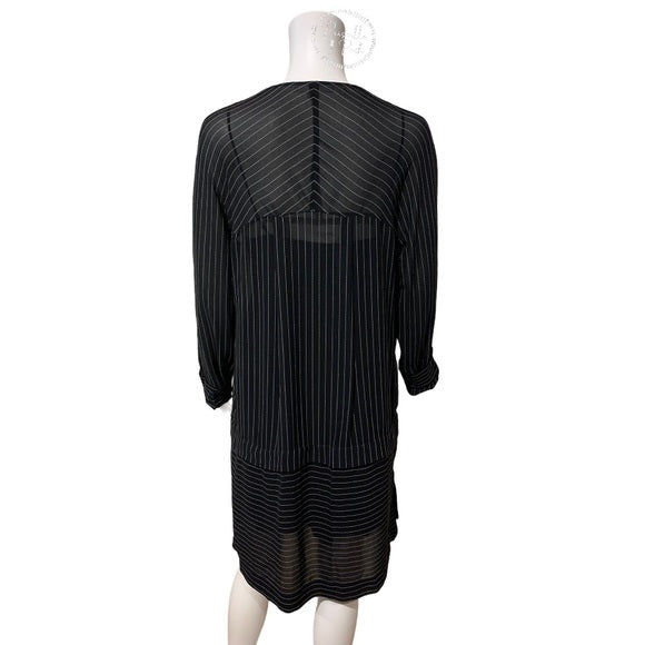 Alexander Wang Black Pinstripe Sheer Shirt Dress