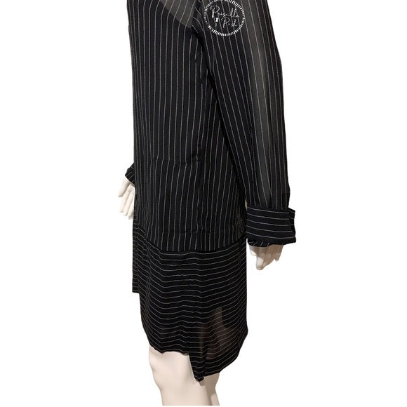 Alexander Wang Black Pinstripe Sheer Shirt Dress