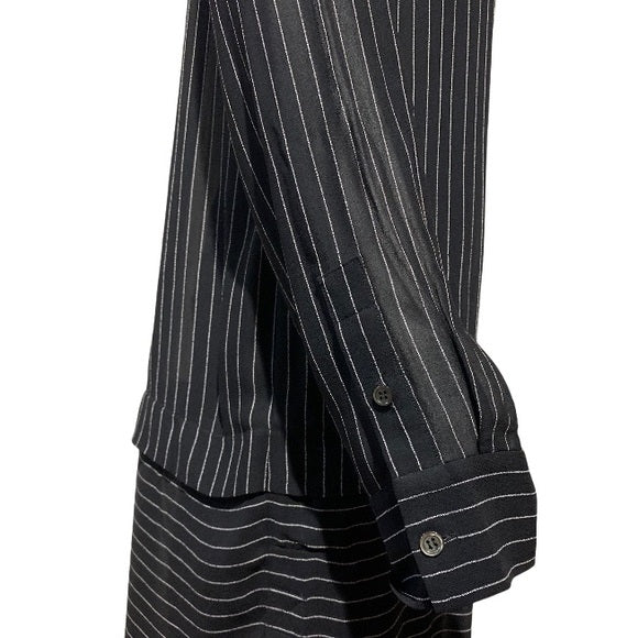 Alexander Wang Black Pinstripe Sheer Shirt Dress