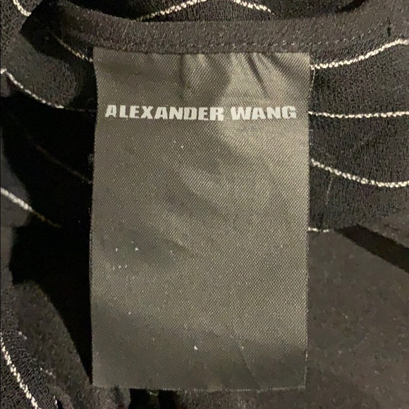 Alexander Wang Black Pinstripe Sheer Shirt Dress