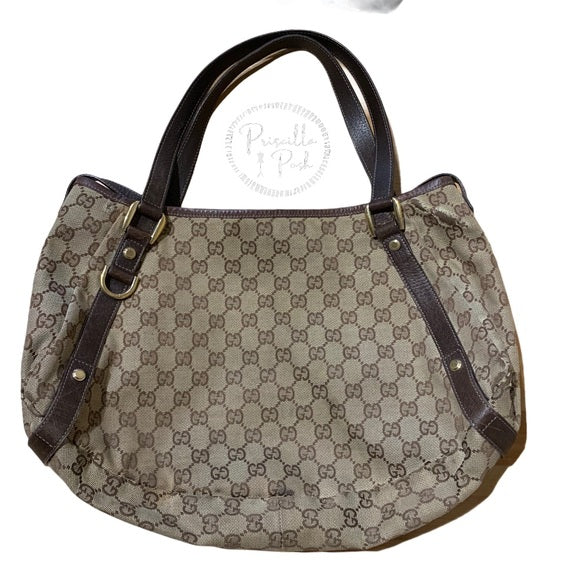 GUCCI Monogram Medium Abbey Shoulder Bag Brown
