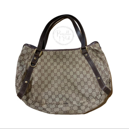 GUCCI Monogram Medium Abbey Shoulder Bag Brown