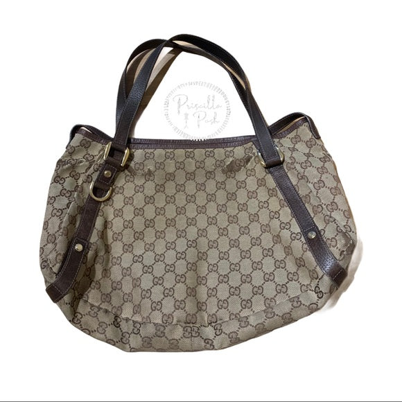 GUCCI Monogram Medium Abbey Shoulder Bag Brown