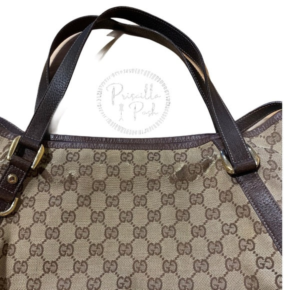 GUCCI Monogram Medium Abbey Shoulder Bag Brown