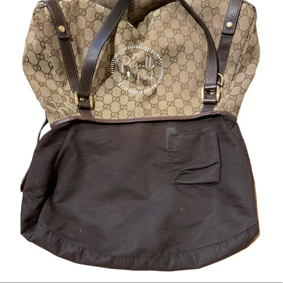 GUCCI Monogram Medium Abbey Shoulder Bag Brown