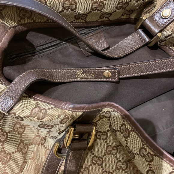 GUCCI Monogram Medium Abbey Shoulder Bag Brown