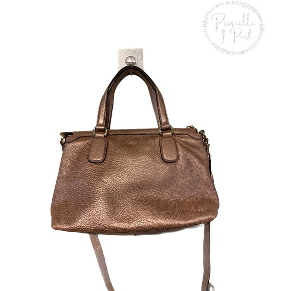 Gucci Metallic Calfskin Medium Soho Tote Bag Pink