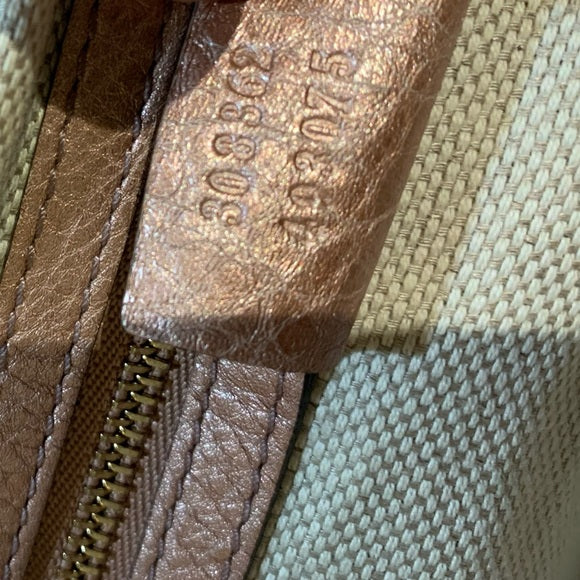 Gucci Metallic Calfskin Medium Soho Tote Bag Pink