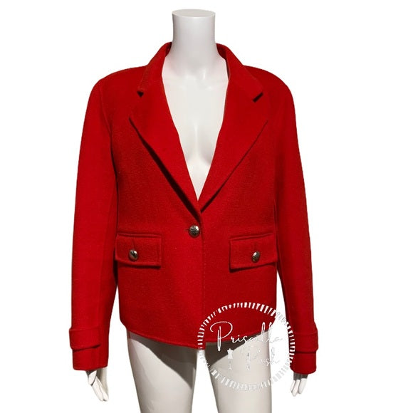 St. John Red Angora Wool Cashmere Blend Coat
