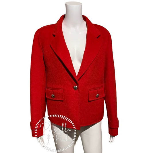 St. John Red Angora Wool Cashmere Blend Coat