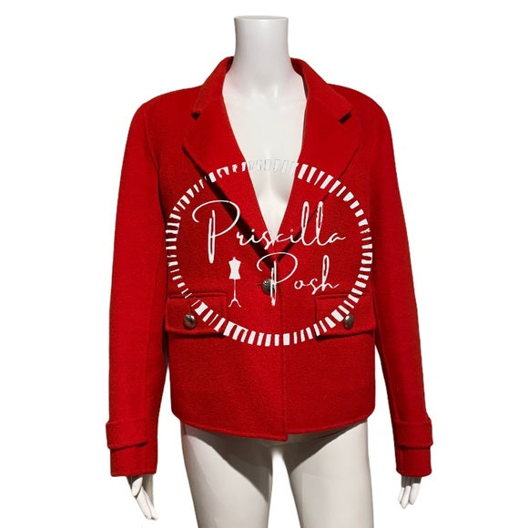 St. John Red Angora Wool Cashmere Blend Coat