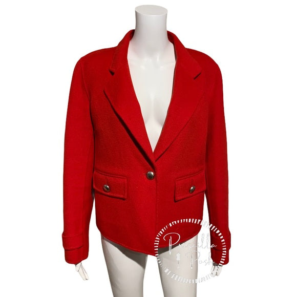 St. John Red Angora Wool Cashmere Blend Coat
