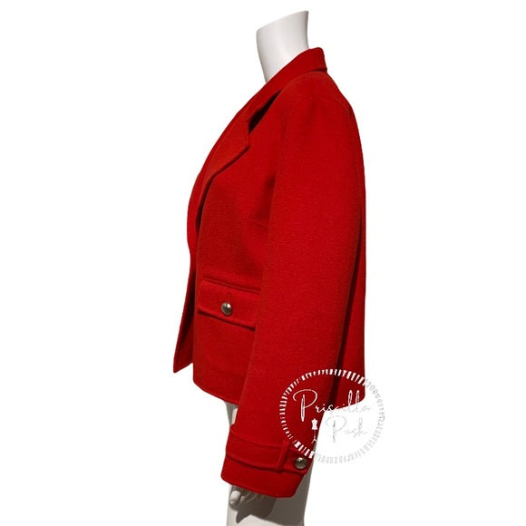 St. John Red Angora Wool Cashmere Blend Coat