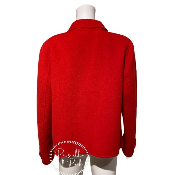 St. John Red Angora Wool Cashmere Blend Coat