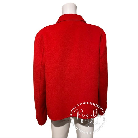 St. John Red Angora Wool Cashmere Blend Coat