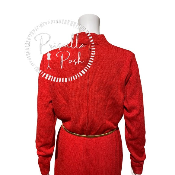 St. John Red Long-sleeve Sweater Dress Vintage