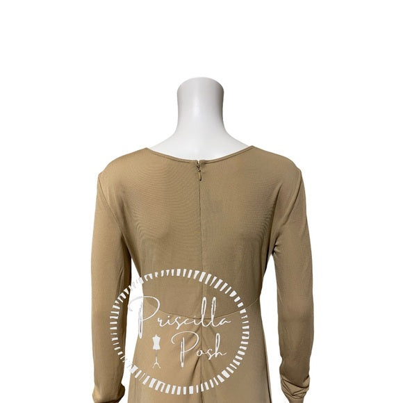 St. John Beige Jersey Tie Bodice Fit & Flare Dress