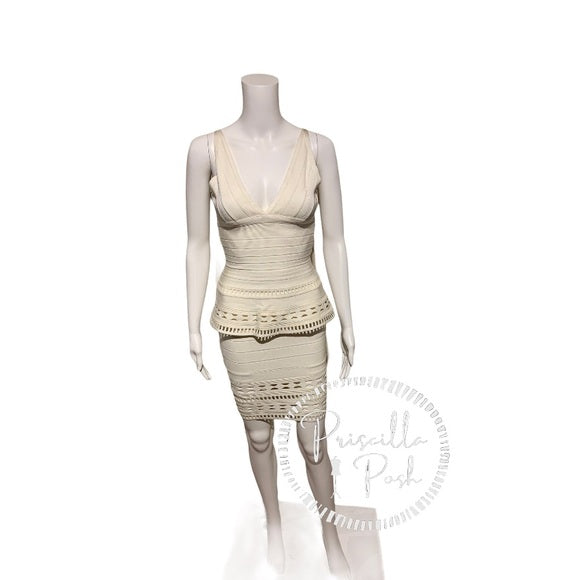 Herve Leger Rebecca Cutout Peplum Bandage Dress