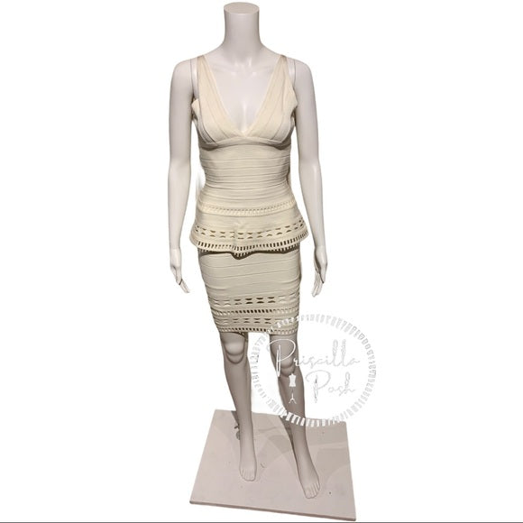 Herve Leger Rebecca Cutout Peplum Bandage Dress
