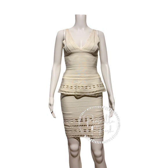 Herve Leger Rebecca Cutout Peplum Bandage Dress