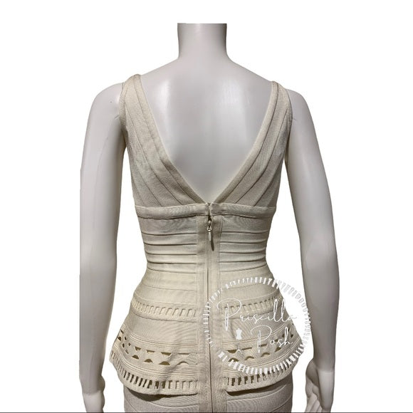 Herve Leger Rebecca Cutout Peplum Bandage Dress