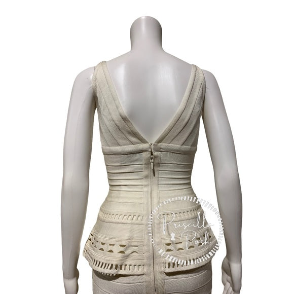 Herve Leger Rebecca Cutout Peplum Bandage Dress