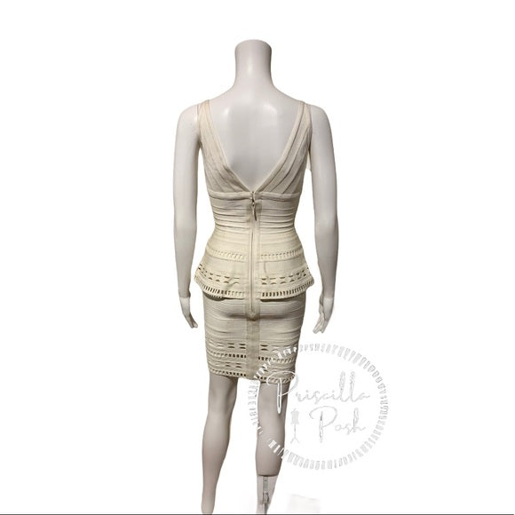 Herve Leger Rebecca Cutout Peplum Bandage Dress