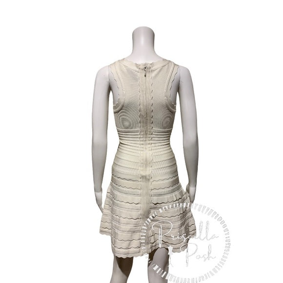 Herve Leger Jules White Scallop Edge Bandage Dress