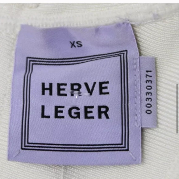 Herve Leger Jules White Scallop Edge Bandage Dress